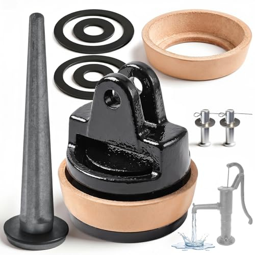 Schwengelpumpe Ersatzteile, 9-teiliges Komplettset für Typ 75 | Handpumpen, Robuster Gusskolben, Lederdichtung, Langlebige Reparatur