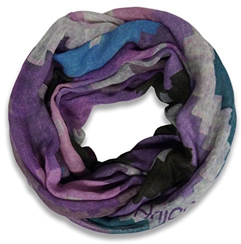 Lara & Anica - Modal Ethno Loop Schal violett lila flieder türkis - Schlauchschal Rundschal - Gr. 2 x 80 x 100 cm