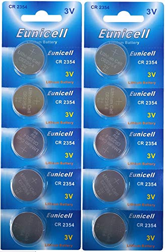 EUNICELL Pilas de botón de litio CR2354, 3 V, 490 mAh, 10 unidades | 10 EUNICELL CR2354: 3 V, 490 mAh, litio; sin ranura; para medidores, sensores, búfer de memoria