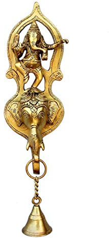 StonKraft - Elefantengesicht Ganesha Wandbehang Glocke mit Messingglocke für Tür & Wanddekoration