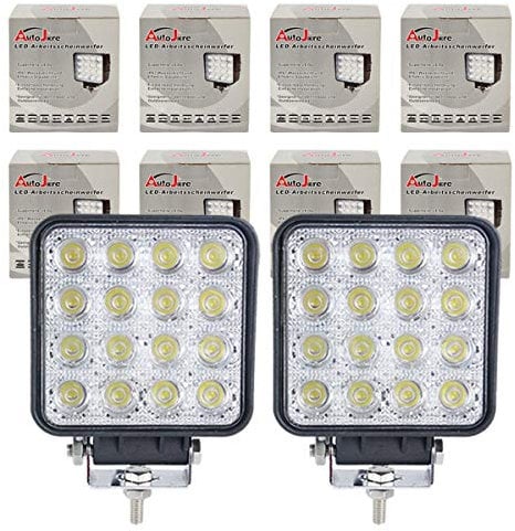 AUTOJARE 4inch 48W LED Arbeitsscheinwerfer Offroad Scheinwerfer Zusatzscheinwerfer, 12V 24V LED Offroad Flutlicht Reflektor Scheinwerfer Arbeitslicht für SUV ATV Truck Boat Tractor (8 Stücke)