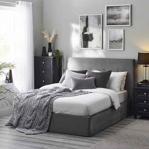 Julian Bowen Shoreditch Hochklappbares Bett mit Stauraum, Grau, King Size