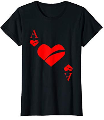 Damen Damen Herz Ass Poker Spielkarten Kartenspiel Karnval Kostüm T-Shirt