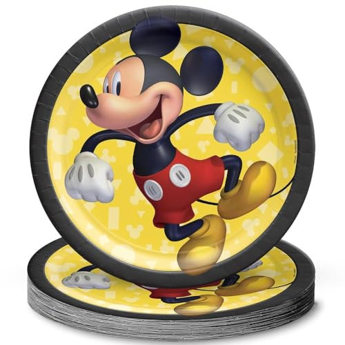 amscan 542480 Assiettes rondes en papier multicolores Mickey Mouse - 18 cm - Jetables | 8 pièces