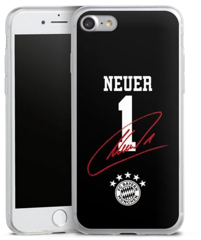 Slim Case kompatibel mit Apple iPhone SE 2020 Silikon Handyhülle transparent Hülle extra dünn FC Bayern München FCB Manuel Neuer