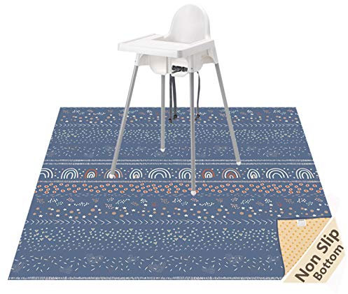 WOMUMON Spritzmatte zum Unterlegen unter Hochstuhl, für Kunst/Handwerk, waschbare Entwöhnungsmatte, wasserdichter, Rutschfester Bodenschutz, Schmutzfangmatte, Kleckermatte für Tiere, 129,5 cm