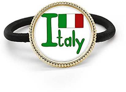 Haarreif mit italienischer Nationalflagge, grünes Muster, silberfarben, Metall und Gummiband