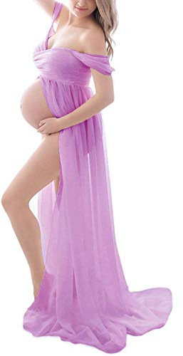 Daysskk Robe de Grossesse Shooting Photo Violet Robe de Grossesse Photographie Robe Femme Enceinte Shooting Photo Robe de Maternité Shooting pour Plage Wedding Cérémonie
