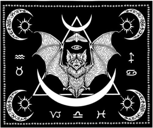 DYRLHZ Fledermaus-Wandteppich, Gothic, okkult, Wandbehang, Wandkunst, schwarz-weiß, Fledermaus, Schlafzimmer, Wandteppich (130x150 cm, Fledermaus-Wandteppich)