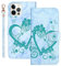 Succtopy Custodia Compatibile con iPhone 13 Pro, PU Pelle Portafoglio Silicone Supporto Magnetica Flip Folio Caso Cover per iPhone 13 Pro libro,Amore Verde