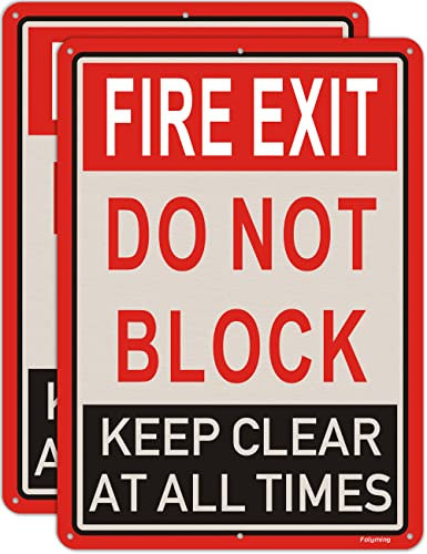Hinweisschild mit Aufschrift Fire Exit Do Not Block Door Keep Clear at All Times, 35,6 x 25,4 cm, Aufschrift Fire Exit Do Not Block, Metallschild, reflektierend, stabil, rostfrei, Aluminium,
