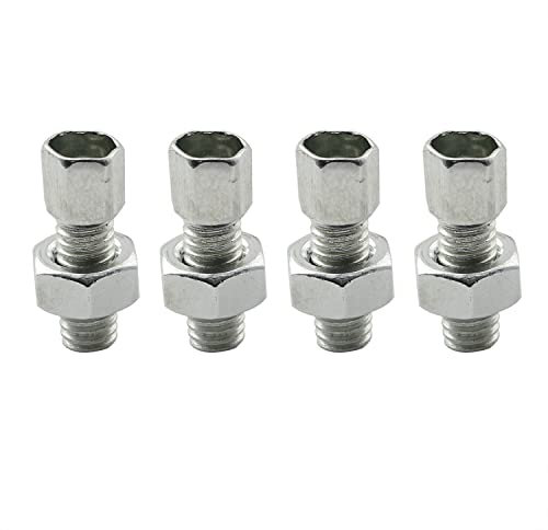PZRT 4pcs Brake Caliper Barrel Adjusters 6mm Bicycle Brake Parts Silver Barrel Adjuster Bolt with Locknut
