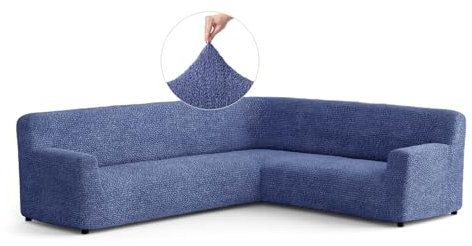 PAULATO - Sofabezug Ecksofa-Husse aus einfarbiger Mikrofaser, kratzfestes und maschinenwaschbares Gewebe, WavyTech-Technologie, Made in Italy - Blau