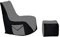 Momiralland Komfort Sitzsack XL - XXL mit Hocker Sitzkissen BodenKissen Sessel In- & Outdoor geeignet Gaming Sitzsack für Erwachsene und Kinder (Schwarz - Anthrazit, XXL - Durchmesser 80 cm)