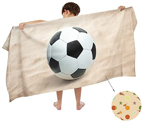 Ulticool Mikrofaser Kinder Handtuch 140 x 70 cm - Fußball Strand Dinosaurier - Leicht Reisehandtuch Schnelltrocknend Badetuch Strandhandtuch Microfaser Microfiber - Reise Strand Kind Junge
