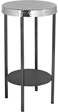 Fink [W1025] [A] Sultan, Deko-Säule, Beistelltisch, galvanisiert, grau, silberfarben, L. 31 cm, B. 31 cm, H. 60 cm, D. 30 cm