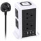 Kemelo Tower Extension Lead with 4 USB Slots, 5M Extension Lead with 8 Way Plug Extension Tower, Surge Protected Extension Lead with Switch,Multi Socket Extension Cord for Home, Office