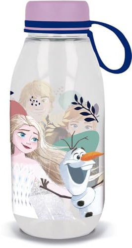 TataWay in viaggio si cresce borraccia frozen Disney Ecozen Girls Frozen Elsa und Anna Tritan-Wasserflasche mit Silikonkappe und Griff, transparent, 460 ml Fassungsvermögen