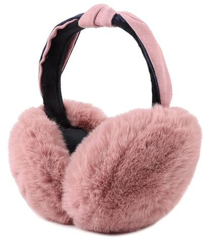 Aoreun Damen Ohrenschützer, Winter Warmer Plüsch Ohrenwärmer Faltbare Plüsch Warme Ohrenschützer Ohrwärmer für den Winter Mädchen Klassische Ohrschützer für Mädchen Dame Warm Halten - Rosa