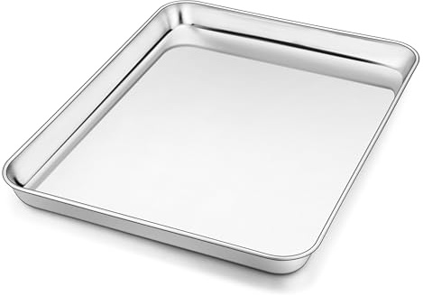 Homikit Edelstahl Backblech, Rechteckige Kuchenblech 31,5x24,6x2,5cm | Ofenblech zum Backen Braten Kochen & Servieren, Spiegelpoliert, Gesund, Leicht zu Reinigen & Spülmaschinenfest