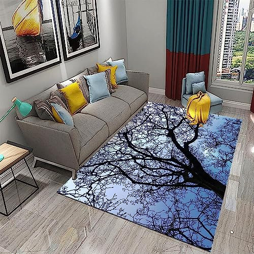 Kinderteppich Großer Baum In Der Nacht Im Wald - Kurzflor Teppich Kinderzimmer Spielteppich Antiallergen Und Extra Weich - Babyzimmer Teppiche Für Junge Und Mädchen Babyteppich 80 X 160 cm -7T1Y/Q3O