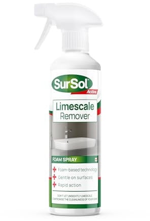SurSol Active - Limescale Remover Foam Spray, Professional Bathroom Descaler, Removes Stains & Deposits from Shower Heads, Taps, Baths & Screens - 500ml
