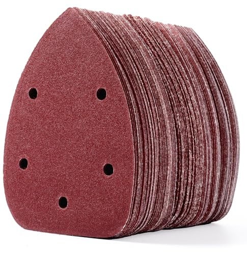 CowboyBOB 100 PCS 5 Holes Hook and Loop Mouse Sander Sandpaper Mouse Detail Sanding Disc Mouse Sanding Pads Assorted 40/80/120/180/240 Grits