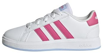 adidas Unisex Kinder Grand Court Lifestyle Tennis Lace-Up Shoes, FTWR White/Pulse Magenta/Glow Blue, 28 1/2 EU