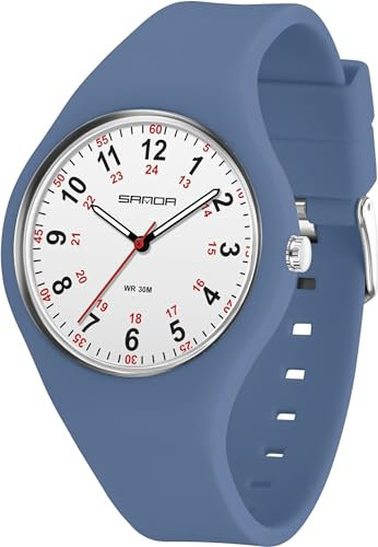 findtime Damen Analog Uhr Krankenschwester Damen Uhren Wasserdicht Sport Armbanduhr Einfache Casual Silikon Armbanduhr für Frauen Mädchen Teenager, blau, Armband