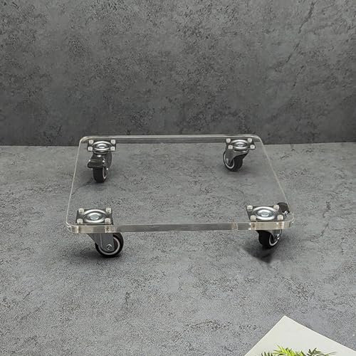 Support de Plante à Fleurs en Acrylique avec Roues, Rond/Carré/Rectangle Personnalisable, Panier à Plantes avec Roulettes Verrouillables, Porte-Plante en Acrylique Transparent avec Rouleaux ( Size : S
