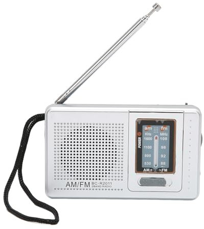 Radio Portátil de Bolsillo, Material ABS Radio Pequeña Clásico Elegante Mini Portátil con Batería para Senderismo para Viajar en Casa