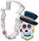 Ann Clark Ausstechform mit Totenkopf und Zylinderhut, Tag der Toten, 10,2 cm
