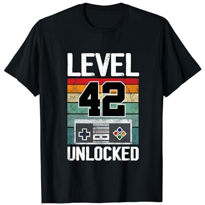 Level 42 Unlocked 42 Year Old Gamers 42nd Birthday Gaming T-Shirt