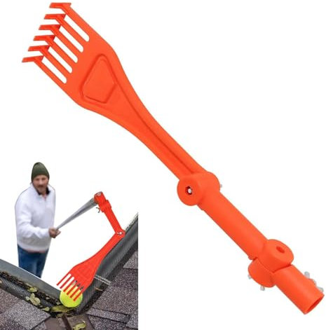Generisch Rastrello per grondaie, attrezzo per pulizia grondaie, manico girevole, dispositivo per tetti e aree difficili da raggiungere, ABS resistente