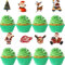 Catelves 32 Stück Weihnachten Tortendeko,Weihnachten Cupcake Toppers,Weihnachts Cake Topper,Merry Christmas Muffin Deko 8 Stile,Weihnachten Kuchendeko Weihnachtsbaum Elch,Dekoration Weihnachtsfeier