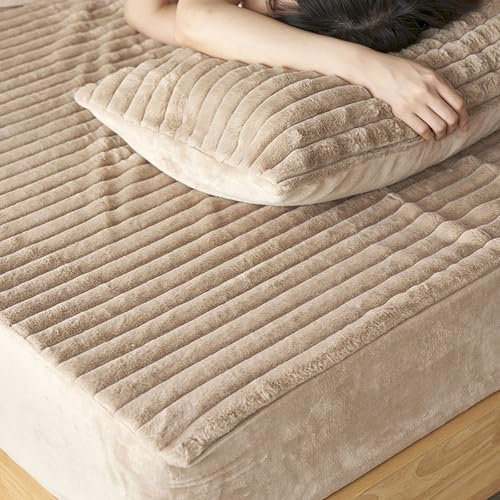 JIANINGHOME Plüsch Spannbettlaken 90x200,Fleece Spannbetttuch warm, kuschelig, superweich,bettlaken aus Baumwollsamt mit Kristallsamt