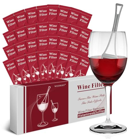 WEESIGEI Bacchetta per vino con depuratore di solfiti: rimozione di filtri per vino, istamine, solfiti, riduce il mal di testa e riduce la sensibilità (confezione da 32)