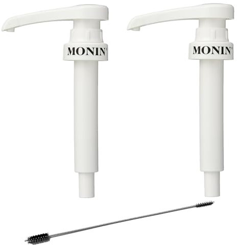 2er Set Siruppumpe für Monin Sirup 0,7 Liter Glas Flasche Dosierpumpe für 5ml + 1 gratis ZZ-Clan Reinigungsbürste passend für das Steigrohr der Pumpe