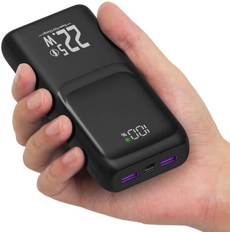 Power Bank 20000mAh, Fast Charging Portable Charger PD 22.5W USB-C in & Out, LED Display External Battery Pack for iPhone 16/15/14/13, Android Samsung Galaxy Smartphones (Black)