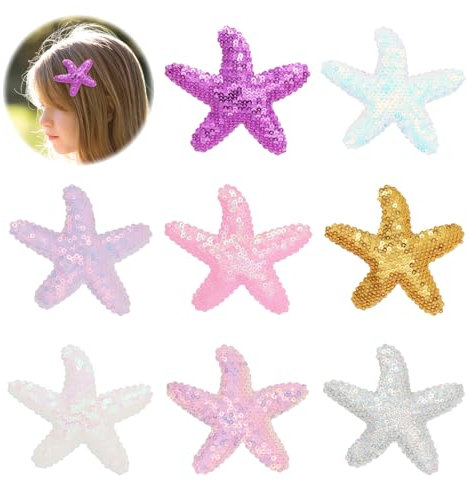 8 Stück Seestern-Haarnadeln, Kreative Pailletten-Haarnadeln, Sternschmuck, Haarschmuck Für Mädchen, Seestern-Kopfbedeckung Für Kinder, Haarschmuck