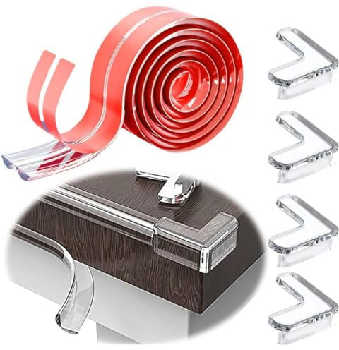 ZEPIQOR 3 Meter kantenschutz, kantenschutz selbstklebend Kantenschutz Baby mit 4 Ecken Kantenschutz, Eckenschutz Baby Selbstklebend Edge Corner Protection für Baby Weich Tischkantenschutz Klebebänder