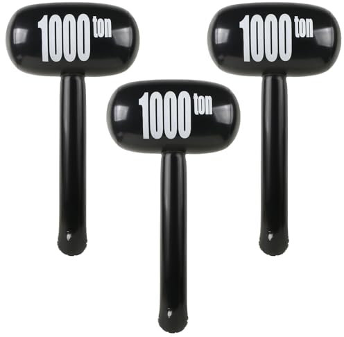 EVERMARKET 3 PCS Giant Inflatable Hammer,Funny Carnival Circus Birthday/Halloween Party Decorations Fake Hammer Weights Cosplay Props Party Supplies,Blow Up Strongman Costume Photo Booth Accessory