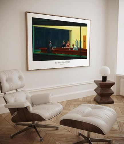 ARTINSPIRIO Nighthawks Kunstdruck von Edward Hopper, 1942, (ohne Rahmen) (40x50 cm, Museum Poster 250gsm)