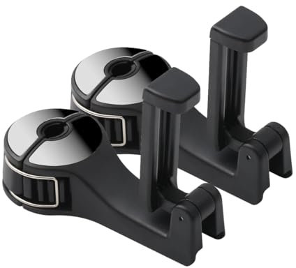 KEQAR 2 Stück Multifunktionaler Auto Kopfstützen Haken, 2 in 1 Autositzhaken mit Handyhalterung, 360° Versteckter Haken, Drehbar Einstellbar, Auto Kopfstütze Handyhalter für Autozubehör (Silber)