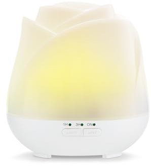Earnest Living Rosen Aroma Diffuser – 150 ml Mini Ultraschall Diffusor für ätherische Öle – USB Duftlampe & Luftbefeuchter mit 7 Farben LED, Auto-Off, BPA-frei – Geschenkidee für Frauen – Rein weiß