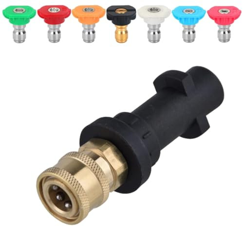 Pressure Washer Adapter with 7 Nozzles, 1/4 Inch Quick Connect Fitting High Pressure Washer Gun Accessory Fit for Karcher K Series