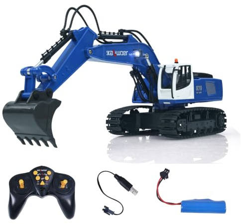 Wheelfun Huina 1/18 RC Toys Gift 13550 11Ch Remote Control Excavator 350° RC Digger 2.4G Radio System Battery Light Sound USB Charger