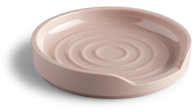 Zeal Circular Spoon Rest, Melamine Utensil Holder Rest, Tea Bag Tidy Dish, Durable Melamine, 12cm (Rose Pink)