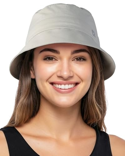 GADIEMKENSD Capa de Lluvia Impermeable de Secado rápido para Mujer, Sombrero de Pesca con protección Solar para Hombre, Gorro Bucket Ligero, Sombrero de Verano Plegable para Exteriores, Gris Claro