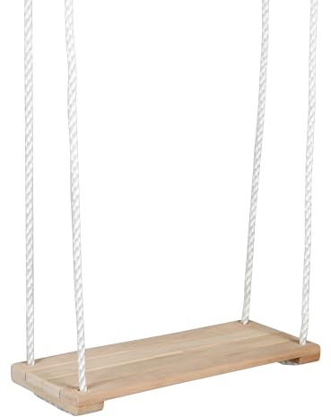 Idena 40395 - Brettschaukel aus Holz, Schaukel für Kinder ab 4 Jahren, mit verstellbaren Halteseilen und Stahlringen, Tragkraft bis 50 kg